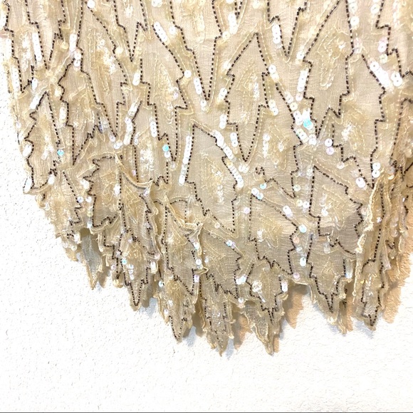 VTG 80s Silk Beaded Dress - Picture 7 of 10